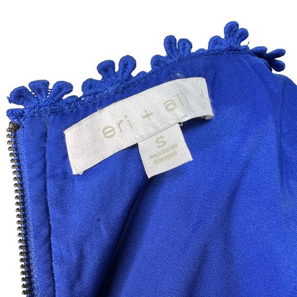 ERI + ALI Womens Small Royal Blue Sleeveless Embroidered Daisy Lace Shift Dress - Picture 9 of 10